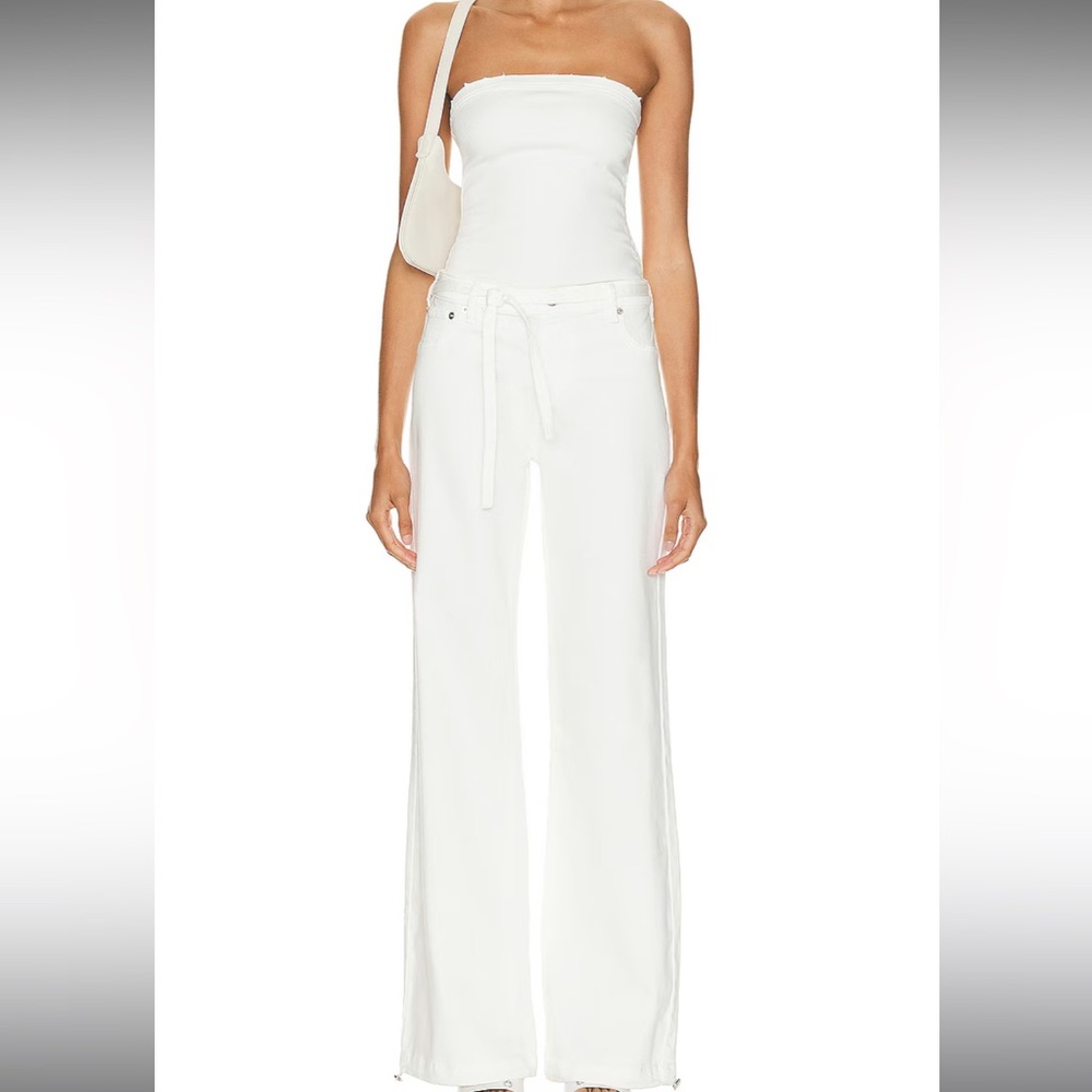 SER.O.YA White Strapless Jumpsuit with Wide Legs